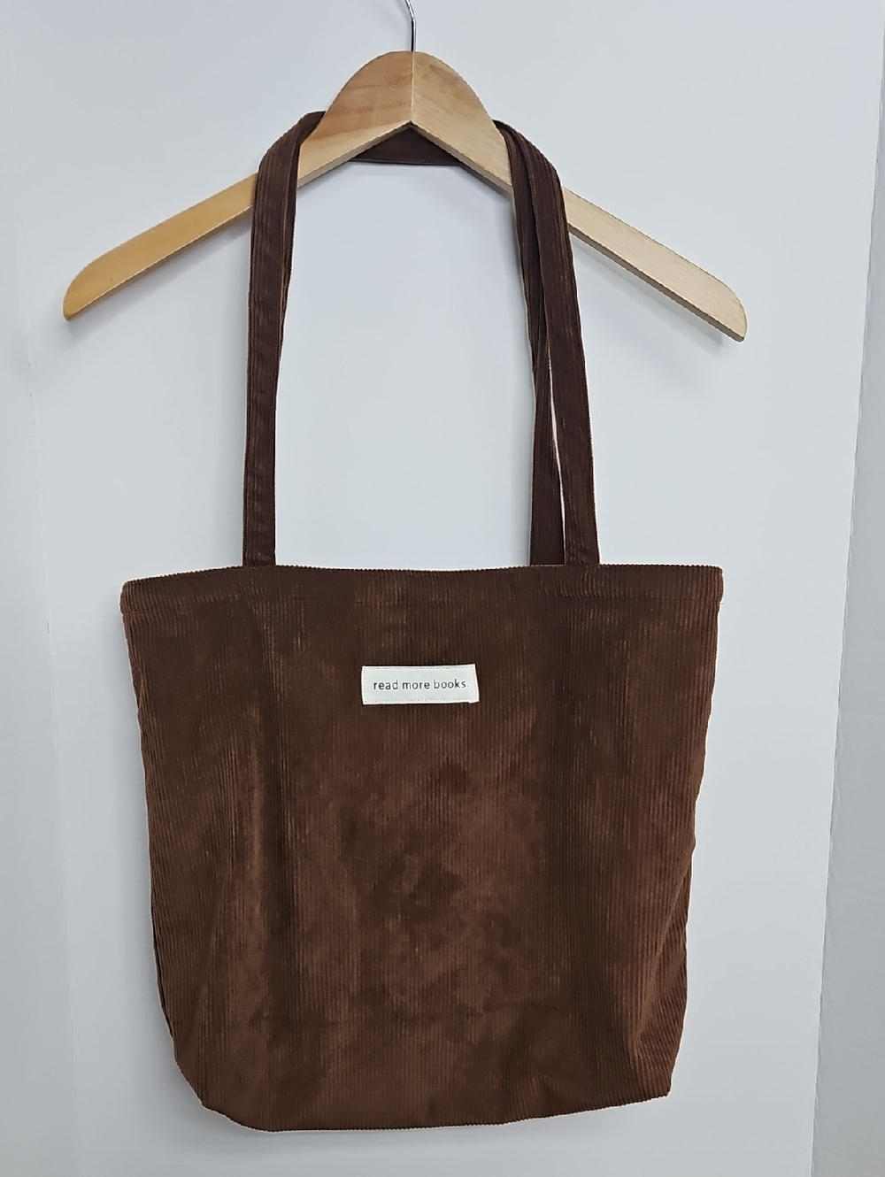 The Bookish Goods Read More Books Brown Corduroy Large Tote Bag 16" x 16"